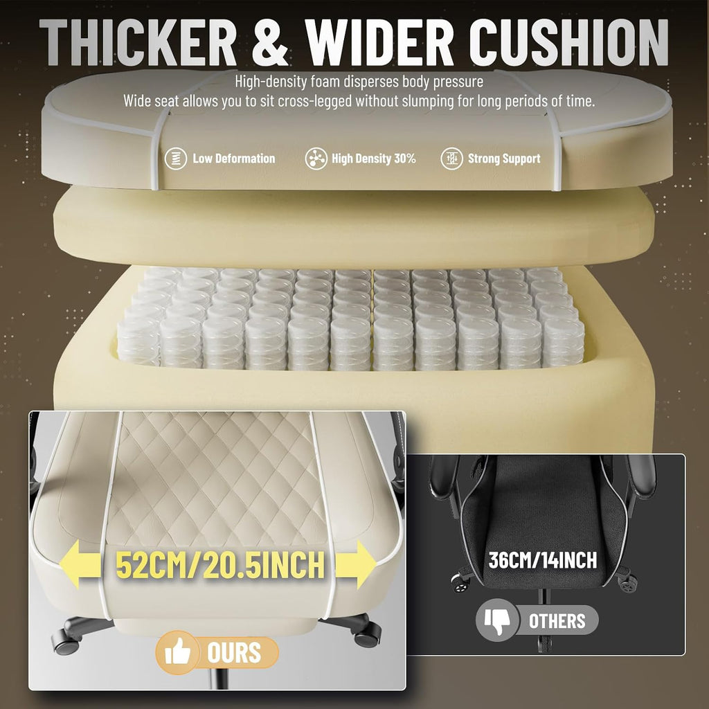 PU Leather Gaming Chair with Massage Lumbar Cushion & Footrest - Image 4