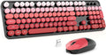 MOFII Wireless Keyboard and Mouse Combo, 2.4GHz Retro Typewriter Keyboard Full Size, Cute Wireless Mice, USB Dongle Plug and Play, for Laptop, PC, Desktop, Windows (Black Red Gradient Color) by MOFII