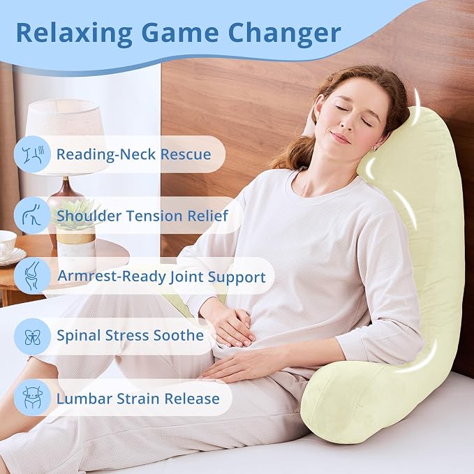 Sasttie Reading Pillow for Bed, Back Pillow for Sitting Up, Cream | 25" Backrest Support Cushion for Couch, Sofa, and Floor, Dorm Essentials, OEKO-TEX, Adjustable Down Alternative Fill - Image 6