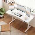 Solid Wood Electric Standing Desk, 55"x23.6" White Standing Desk | 1 BOX,Home Office Desk with 3 Stages Single Motor,Standing Desk White with T-Shaped Metal Bracket for Gaming by Unknown