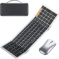 ProtoArc XKM01 Full-Size Foldable Keyboard Mouse for Travel - Black Silver | 105-key keyboard, slim mouse, hard case and phone stand; 3-device Bluetooth & 2.4G switching, for travel office use by ProtoArc