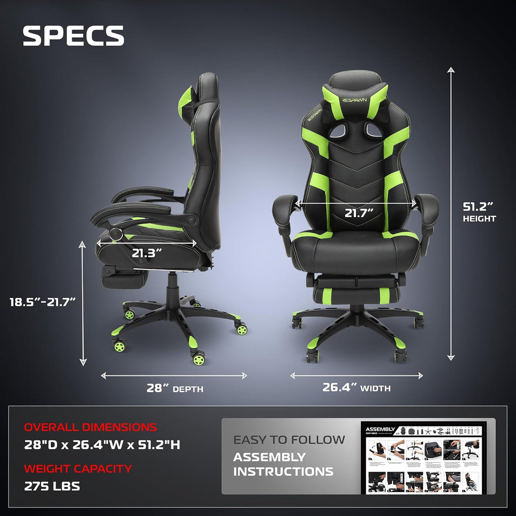 Respawn 110 Pro Ergonomic Gaming Chair with Footrest and Recline - Image 3