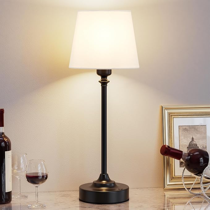 Kakanuo Cordless Table Lamp Rechargeable Black - 1 Pack 4000mAH Battery Operated Lamp for Decor, 3000K Stepless Dimming Touch Control Wireless Lamp for Bedroom, Dining Table, Kitchen, Living Room by KakanuoLightings