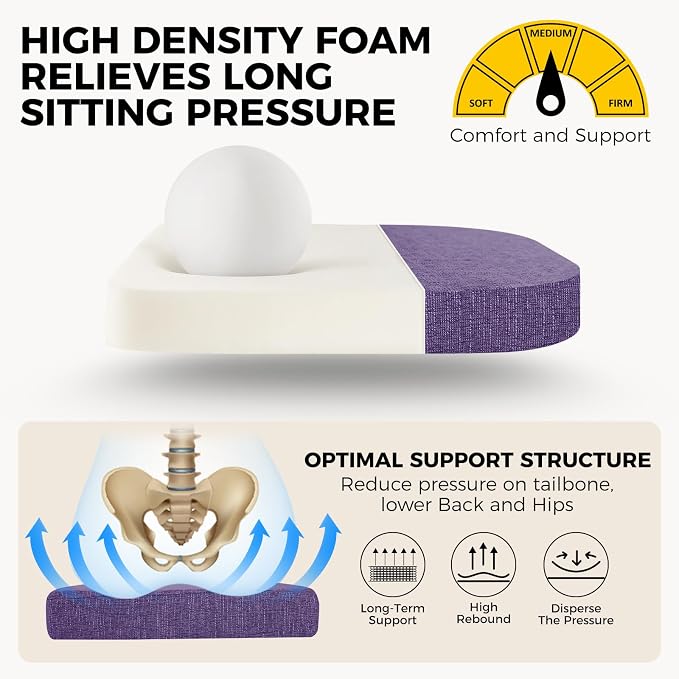 downluxe Indoor Chair Cushions for Dining Chairs, Soft and Comfortable Textured Foam Kitchen Chair Pads with Ties and Non-Slip Backing, 16" x 16" x 2", Purple, 4 Pack - Image 5