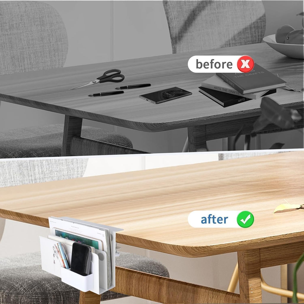 2 Tie Desk Side Storage, Under Desk Laptop Holder, White - Image 9