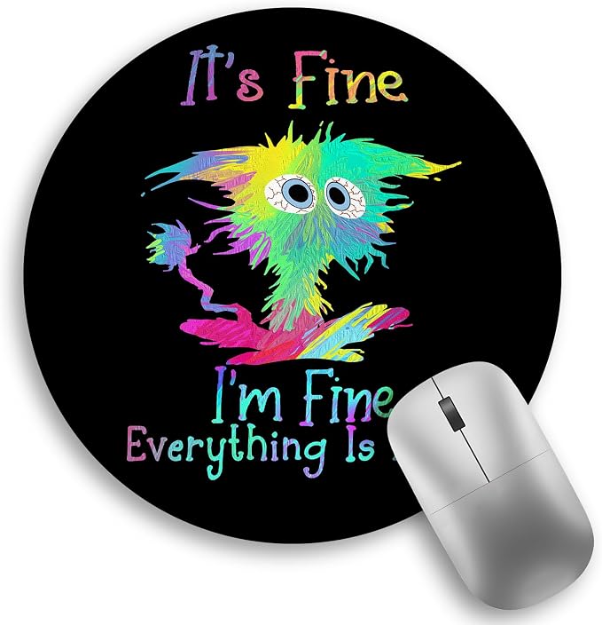 Funny Cute Work Mouse Pad, Small Round Mousepad for Desk, Laptop | Mini Travel Wireless Mice Pad for Computer, Office Accessories, Coworker Gifts, 8.6 x 8.6 inch by Lebrocoli