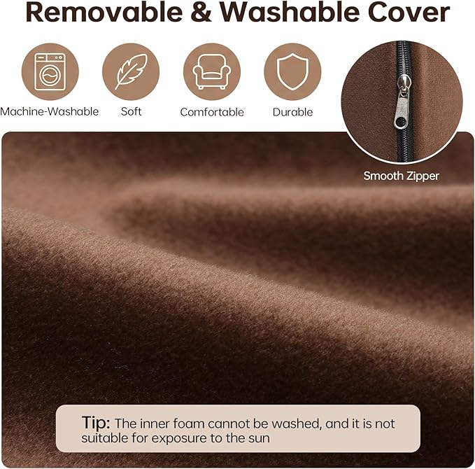 Vekkia Lumbar Support Pillow for Recliner, Ergonomic Back Support for Couch | Backrest Pillow, Improve Posture, Relieve Back Pain for Long Sitting & Elderly, for Armchair & Sofa, Removable Cover,Brown - Image 7