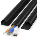 ZhiYo 42.5in Cord Hider for 2-4 Wall-Mounted TV Wires, 1.4"W x 0.7"H, Black | Split-Hinge Design for Easy Installation, Half-Round Glazed Finish Ideal for Wall/Baseboard, Self-Adhesive, 3Pack(14.2" Each) by ZhiYo