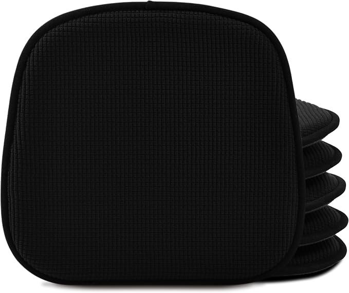 Shinnwa Dining Chair Cushions 6 Pack, Non Slip Indoor Chair Pads, U-Shaped Kitchen Seat Cushions, Set of 6, 15 x 16 Inches, Black by Shinnwa