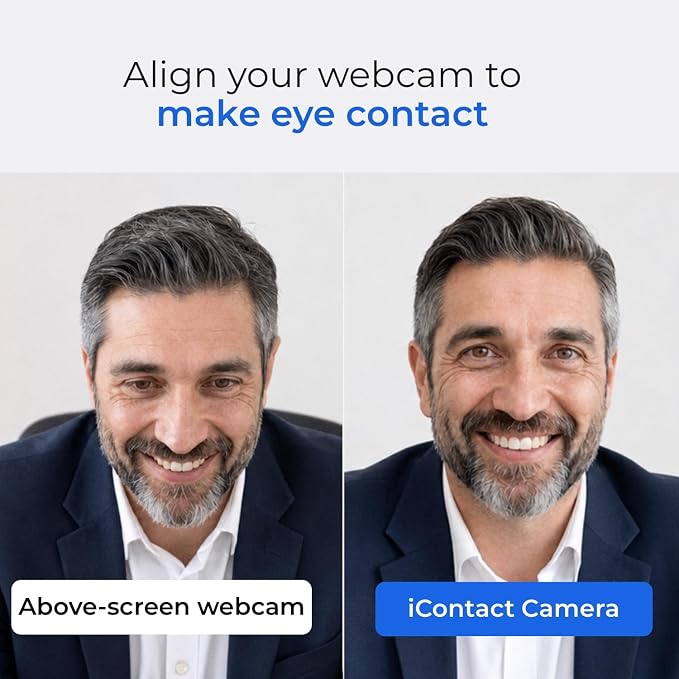 iContact Camera ProMini 4K Eye Contact Webcam for Laptops Under 20in | Eye Contact, Noise Cancelling Mic, Plug and Play USB, Zoom Certified, Pro Camera Secure - Image 2