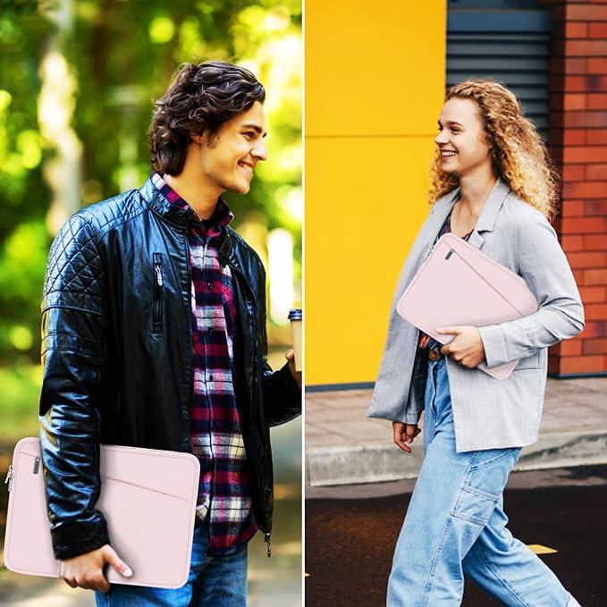 15.6 inch Laptop Sleeve Case, Durable Computer Carrying Bag Protective Case Briefcase Handbag with Front Pocket, Slim Laptop Cover for 15.6 Inch HP, Dell, Lenovo, Asus, Notebook, Pink - Image 7