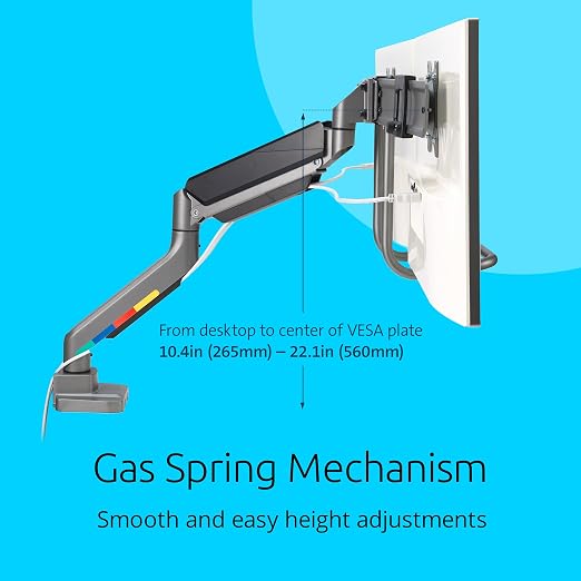 Kensington SmartFit Dual Monitor Arm with Crossbar and Easy-Grip Handle for 2 Screens Up to 32 Inch 19.8lbs, Gas Spring Height-Adjustable C-clamp or Grommet Monitor Mount with Max VESA 75/100mm - Image 6