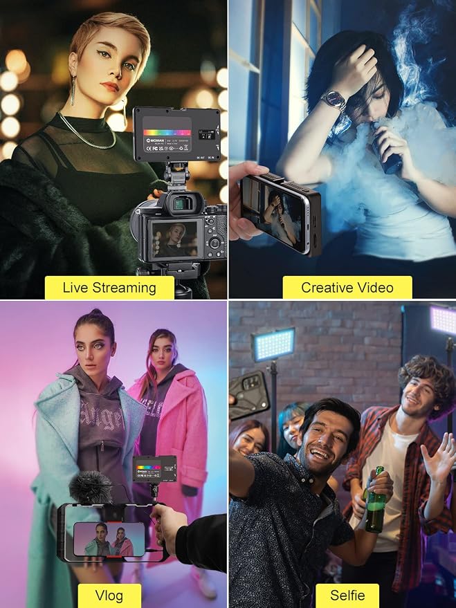 RGB LED Video Light, Moman Camera Light for Photography, Portable 5000mAh Video Recording Lights with Cold Shoe, Mini Light CRI98+Dimmable 2500-9000K Video Lighting, On-Camera-LED-Video-Light - Image 6