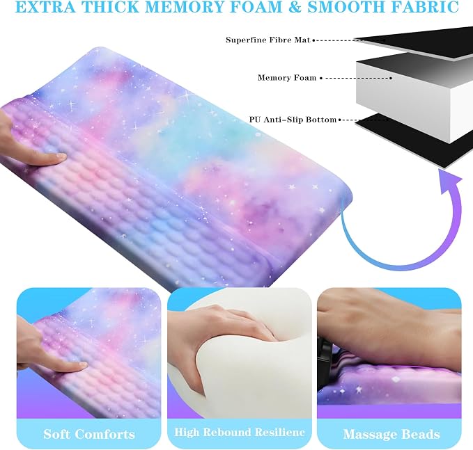 Computer Keyboard Stand with Wrist Rest, Ergonomic Tilted Keyboard Holder - Keyboard Riser with Wrist Pad - Keyboard Tray Support for Office Home -Colorful Stars - Image 5