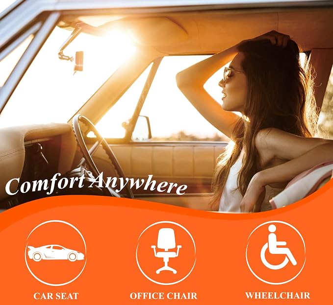 kingphenix Memory Foam Car Seat Cushion for Driving Comfort and Office Use | Coccyx and Lower Back Pressure Relief, Non-Slip Seat Cushion for Cars, Trucks, SUVs, Long Drives and Office Chairs, Gray - Image 6