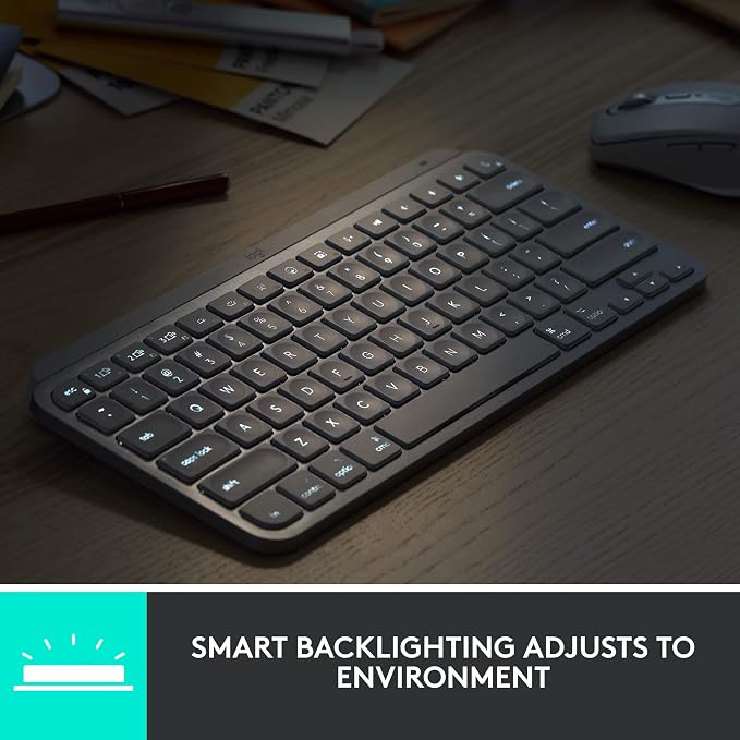 Logitech MX Keys Mini for Mac Minimalist Wireless Keyboard - Pale Grey | Compact, backlit keys, Bluetooth, USB-C, tactile typing, compatible with MacBook Pro, MacBook Air, iMac, iPad - Image 8