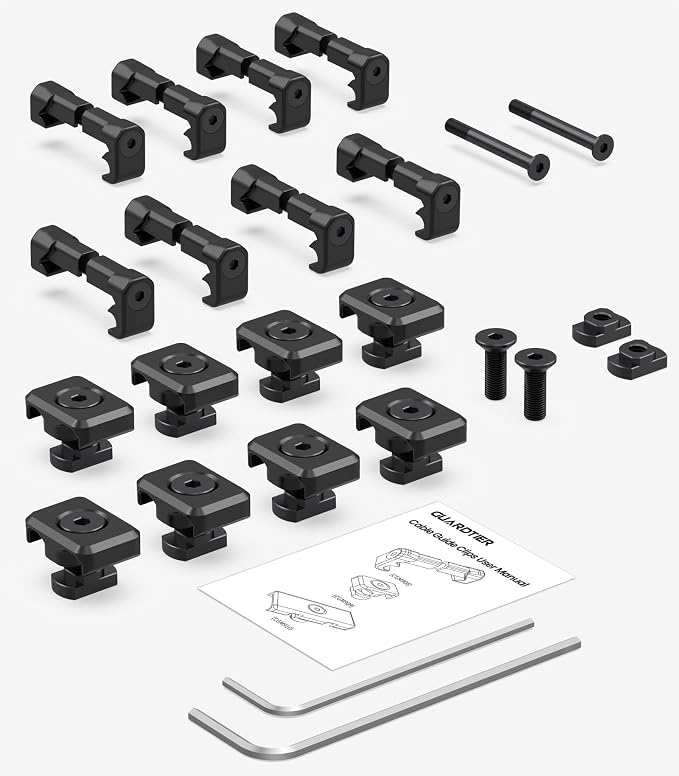 Pressure Switch Cable Management Kit Compatible with M-LOK/Picatinny Rail, Pressure Switch Cable Guides, Cable Clips, Wire Management for Flashlight/Laser, 16 Pack(8 Mlock + 8 Picatinny) - Black - Image 8