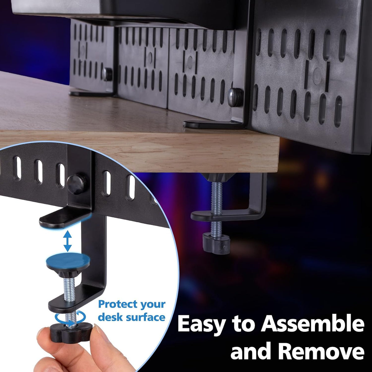 Gaming Desk Organizer Clamp-on Pegboard No Drill Storage - Image 3