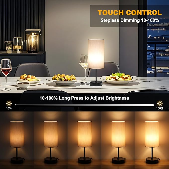 17Inch Table Lamp for Bedroom, Touch Control Bedside Lamp for Reading, 3 CCT & 7 RGB Color Changing, Dimmable Nightstand Lamp for Kids Room Living Room Office, Grey Shade - Image 4
