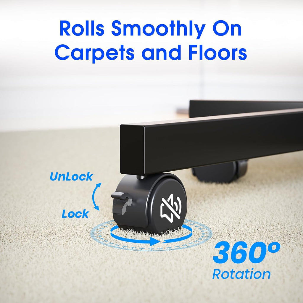 Rolling TV Stand, Mobile TV Stand for 23-60 Inch LCD LED TVs, Black - Image 4