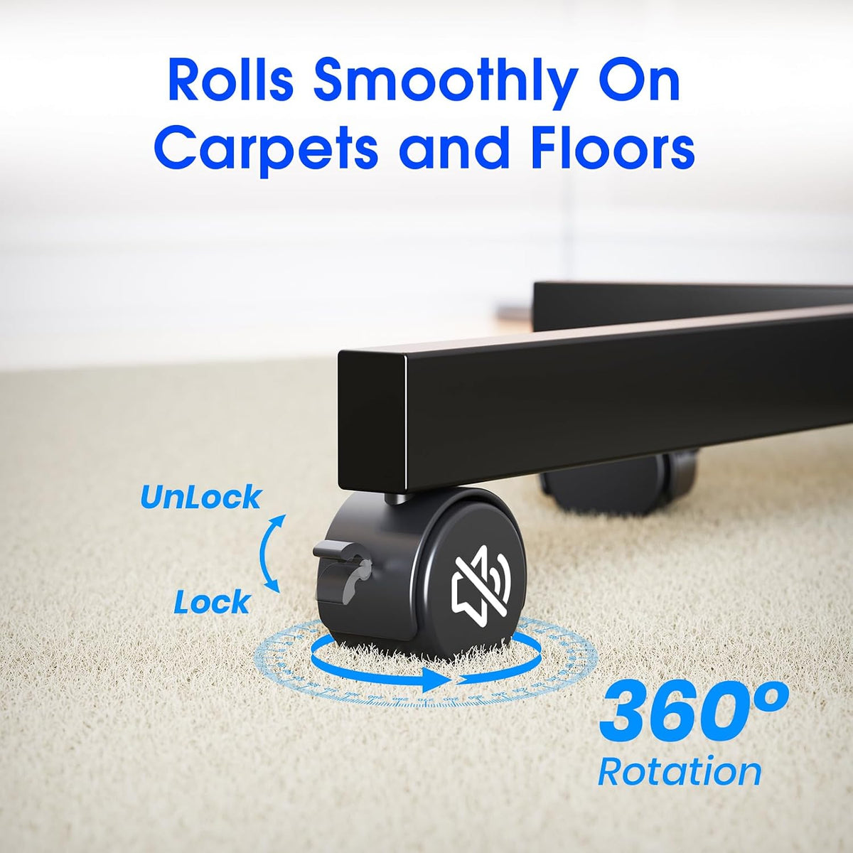 Rolling TV Stand, Mobile TV Stand for 23-60 Inch LCD LED TVs, Black - Image 4