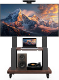 Height Adjustable Mobile TV Stand for 32-75" TVs,180 lbs Black by Hovadova