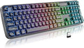 Clear Wireless Keyboard, Tri-Mode Bluetooth/2.4G Rechargeable Keyboard with RGB Backlit, Ergonomic Computer Keyboard with Transparent Keycaps for PC Laptop Desktop Home Office-Black Pearl by Unknown