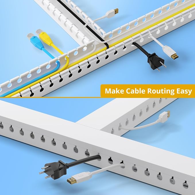 1.2"H x 1.6"W Cable Raceway, 12ft Under Desk Wire Management Channel, White | Slotted Wire Duct, 4 Pack (3 ft Each), Heavy-Duty PVC Cable Management for Server Racks, Network Cables & Electrical Cabinets - Image 5