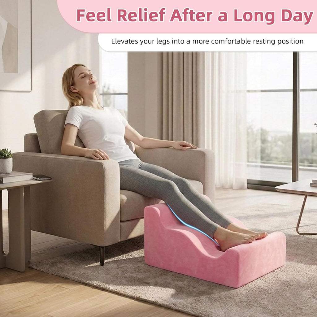 Foot Rest Ergonomic Pillow for Under Desk at Work & Handle Pink - Image 7