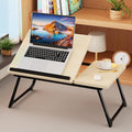 Laptop Bed Desk, 5-Angle Adjustable Bed Laptop Table with Cup Holder | Foldable Laptop Stand for Couch & Sofa, Portable Laptop Tray for Adults Writing Reading Eating, Beige by Unknown