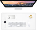 Large Gaming Mouse Pad, Extended Mouse Mat with Stitched Edges, Full Size Keyboard Pad with Non-Slip Base, Big XXL Computer Desk Mats for Gamer, Laptop, Office, 31.5 x 15.7in, Ivory White by Dapesuom