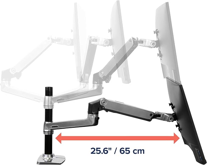 Ergotron – LX Vertical Stacking Dual Monitor Arm, VESA Desk Mount – for 2 Monitors Up to 24 Inches, 7 to 20 lbs Each – Polished Aluminum - Image 6