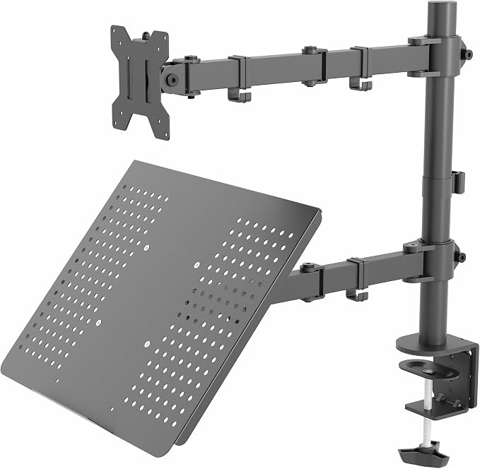 VIVO Black Fully Adjustable 13 to 32 inch Single Computer Monitor and Laptop Desk Mount Combo, Stand with Grommet Option, Fits up to 17 inch Laptops (STAND-V002C) by Unknown