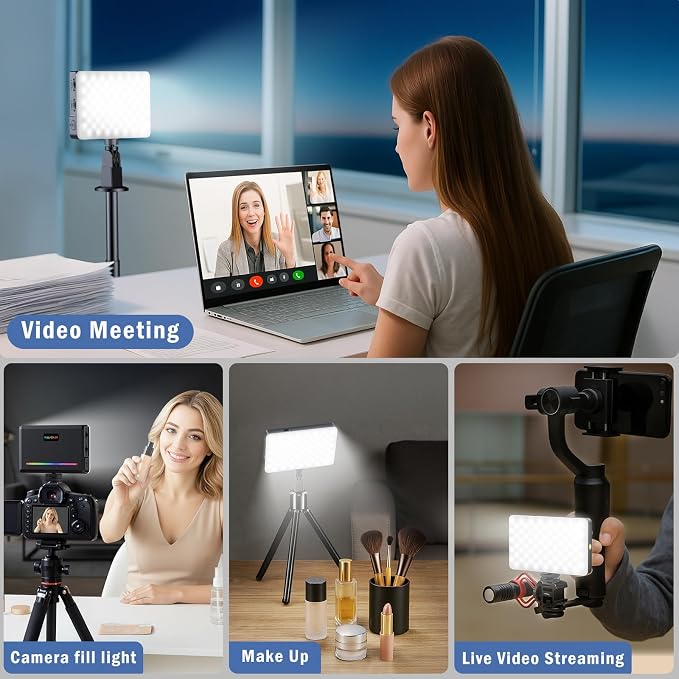 129 LED Camera Light with Metal Hotshoe,3000Mah Rechargeable,Color Temperature 3000-9000K Adjusted 10 Lights Modes for TikTok,Vlog,Selfie,Videoconferencing - Image 5