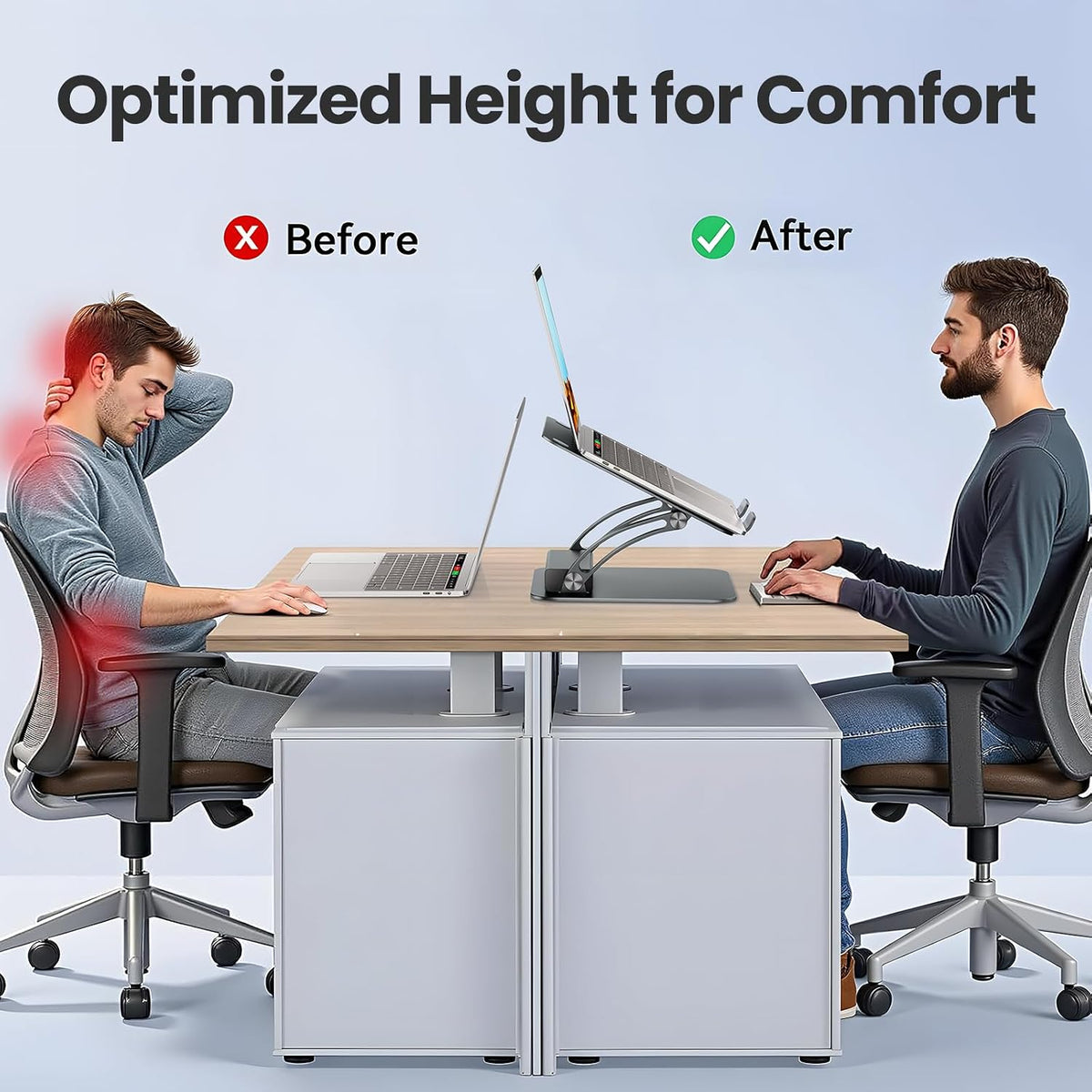 tounee Laptop Stand with Detachable USB-C Hub, 100W PD Charging, 4K@60Hz HDMI, 3 USB Ports, Ergonomic Laptop Holder Docking Station for 10-17" Laptops, MacBook & More - Gray - Image 7