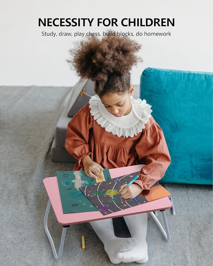 ZEAPTAC Laptop Bed Desk, Foldable Lap Desk, Portable Lap Table, Bed Table, Laptop Stand, Lightweight & Mini Table for Breakfast/Picnic/Drawing/Couch/Floor - Pink - Image 3