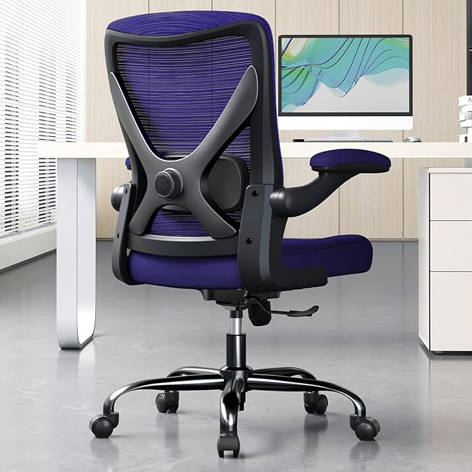Office Chair: Mesh Ergonomic Desk Chair with 3D Lumbar & Swivel | 330LBS Computer Chair-Executive Task Work Chairs with Flip-up Arms Home Office Desk Chairs Gaming Chair for Long Hour(Purple) by Ergalithic