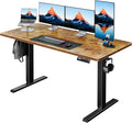 HUANUO 55x27 Inch Electric Standing Desk, Height Adjustable, Rustic Brown | 176 Lbs Capacity, Smooth Home Office Desk, 4 Memory Presets & Headphone Hooks, 28.3–46.5 Inch Height Range, Easy to assemble by HUANUO