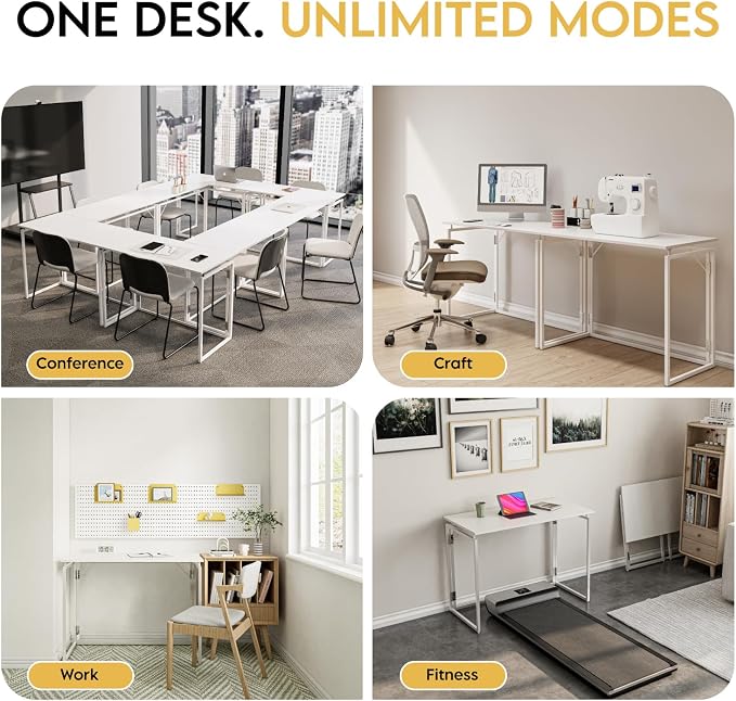 31.5" Folding Desk: No Assembly, Wood Top for Small Spaces | Home office desk, holds 150 lbs, folds flat to 2.3 in, splash-proof wood top, sturdy metal frame - Image 8
