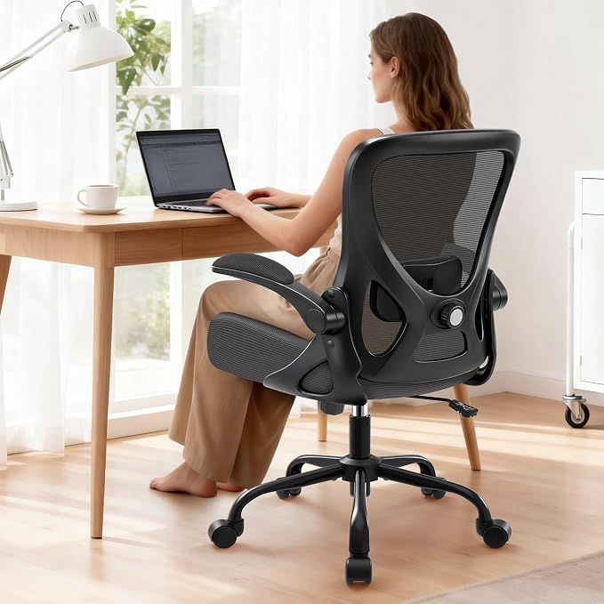 Office Chair - Ergonomic Breathable Mesh Desk Chair with Adjustable Lumbar Support and Flip-up Armrests - Executive High Back Rolling Swivel Comfortable Computer Gaming Chair for Home Office by AreShark