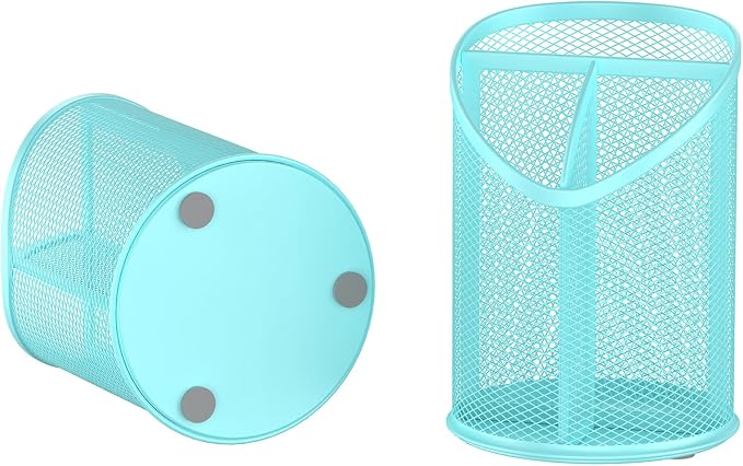 Delifox 2 Pack Pen Holder Mesh Round Pencil (Blue) - Image 3