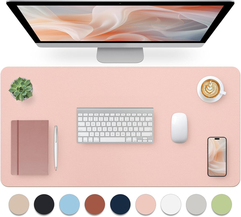 Pink Desk Mat, Waterproof Non-Slip Leather Desk Pad, Large Mouse Pad, Desk Writing Pad, Desk Mat for Keyboard and Mouse Desk Organizers and Accessories (31.5×15.7 Inches) by Bloss