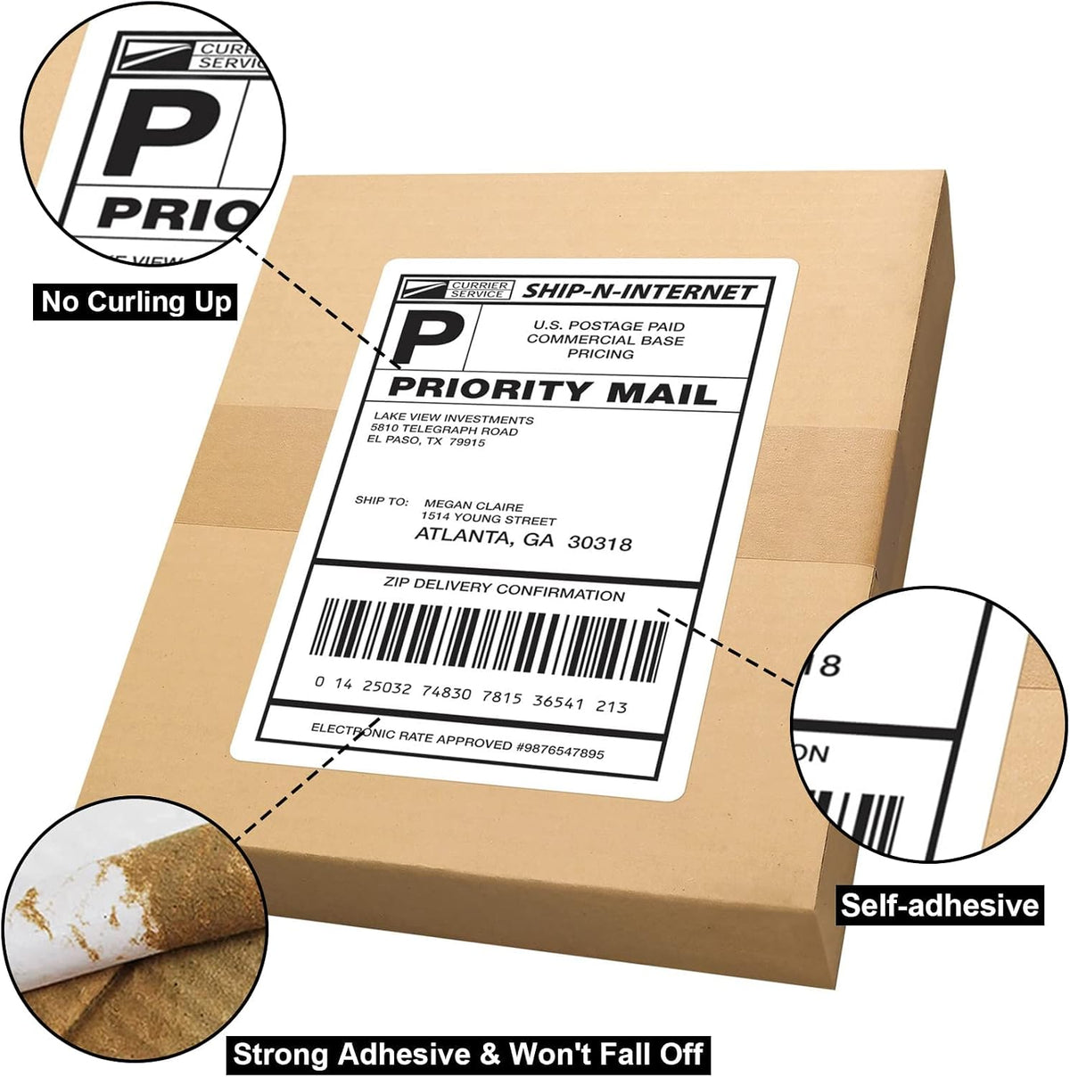 LabelMore 8.5'' x 5.5'' Half Sheet Self Adhesive Shipping Labels for Laser & Inkjet Printers - Rounded Corner - Shipping Labels 2 Per Sheet (8000 Labels) - Image 3