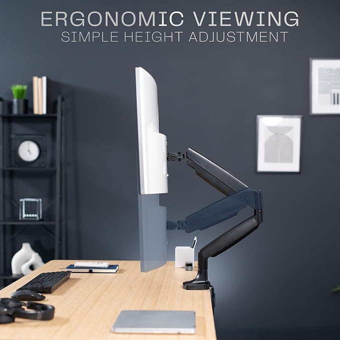 VIVO Premium Aluminum Heavy Duty Single Monitor Arm for Ultrawide Monitor up to 40 inches and 30 lbs, Desk Mount Stand, Pneumatic Height, Max VESA 100x100, Black, STAND-V110Q - Image 6