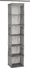 Amazon Basics 6-Tier Hanging Closet Shelf Organizer with Pockets, Clothes Storage for Sweaters and Clothing,8" Dx12 W x 9" L x 8.5" H, Grey (Pack of 10) by AmazonBasics
