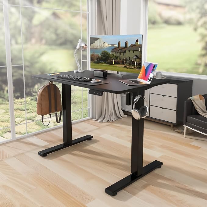 Kingant Standing Desk, 35x20 Inch Electric Height Adjustable Computer Desk | Ergonomic Small Sit Stand Desk Rising Desks for Home Office Stand Up Desk Computer Workstation with Cable Management - Image 6