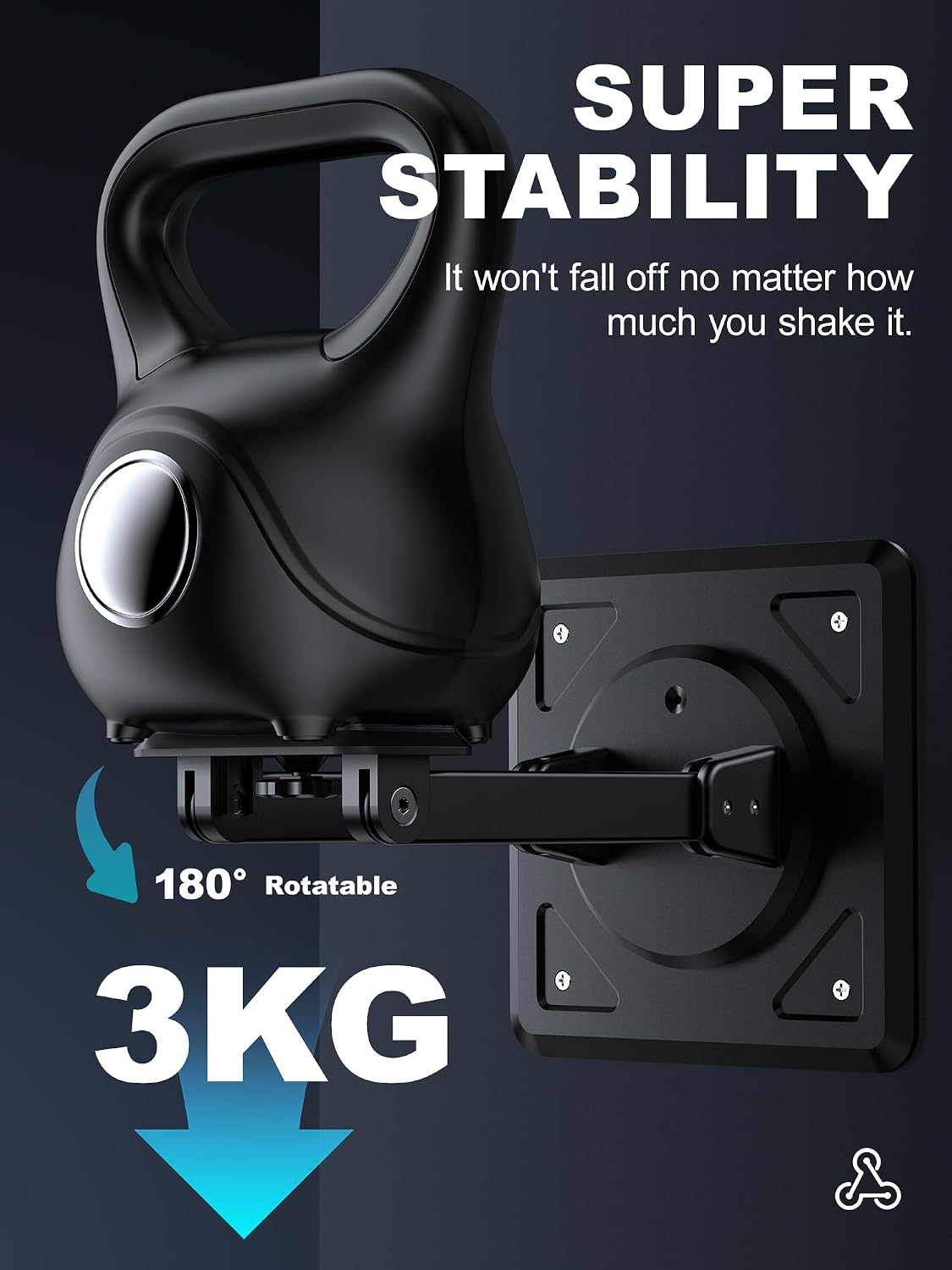 3-in-1 Projector Stand, Ceiling Wall Desktop Mount, 360° Swivel & 180° Tilt, 1/4 Inch Screw, ABS Material, Works with Nebula Capsule 3/Air/Pro, XGIMI Halo+/MoGo and Most Projectors (Black) - Image 6