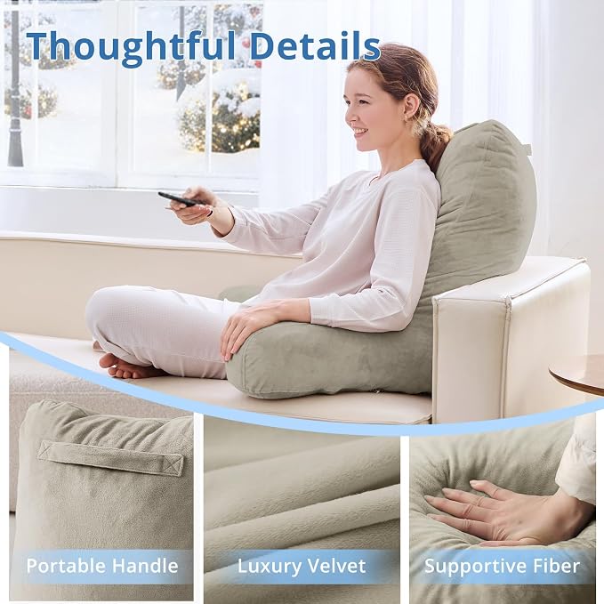 Sasttie Reading Pillow for Bed, Back Pillow for Sitting Up, Linen | 25" Backrest Support Cushion for Couch, Sofa, and Floor, Dorm Essentials, OEKO-TEX, Adjustable Down Alternative Fill - Image 5
