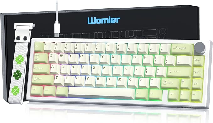 Womier 60% Gaming Mechanical Keyboard Green QMK/VIA | Creamy Keyboard Wired,Hot Swappable Gasket Mount RGB Key board,PBT Keycaps POM Linear Switch for Windows/MAC (VK66 PRO) by Womier