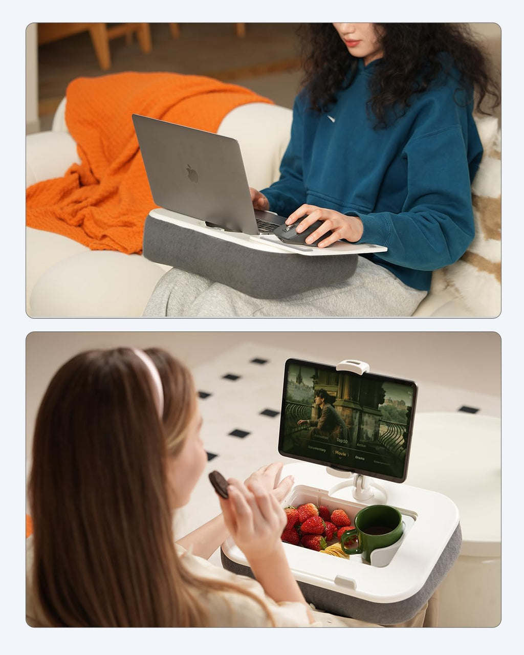 Laptop Lap Desk with Pillow Stand, 360° Tablet Holder - Image 2